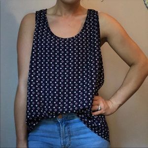 Pleione | Dark Blue Detailed Sleeveless Blouse